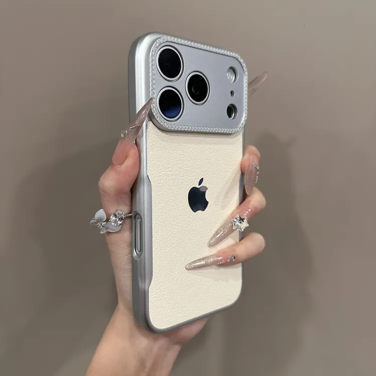 秋冬高级荔枝皮纹适用苹果17promax手机壳iphone16防摔15全包14女