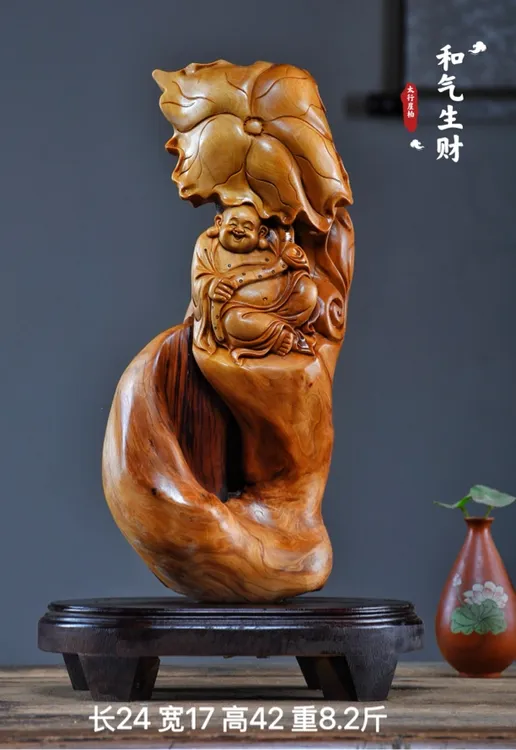 太行崖柏根雕摆件弥勒佛达摩人物观音天然随型木雕雕件礼品工艺品