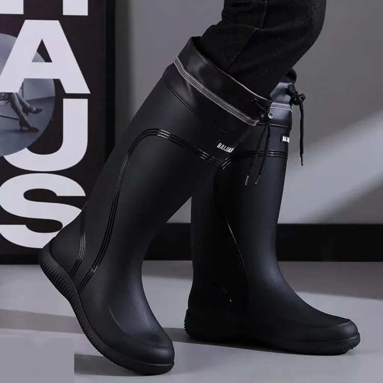 大码高筒雨靴男士防水防滑钓鱼雨鞋加绒保暖胶鞋男款厚底耐磨水鞋