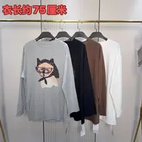 8057眼镜猫咪印花长袖T恤