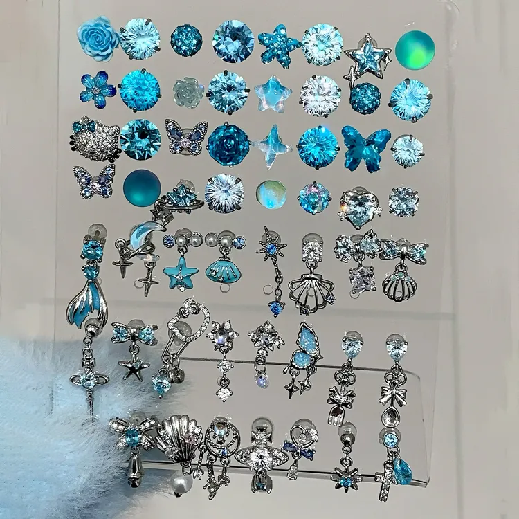 钛钢耳饰 海岛回音RINGRING商店蓝色系吊坠海岛风耳骨钉