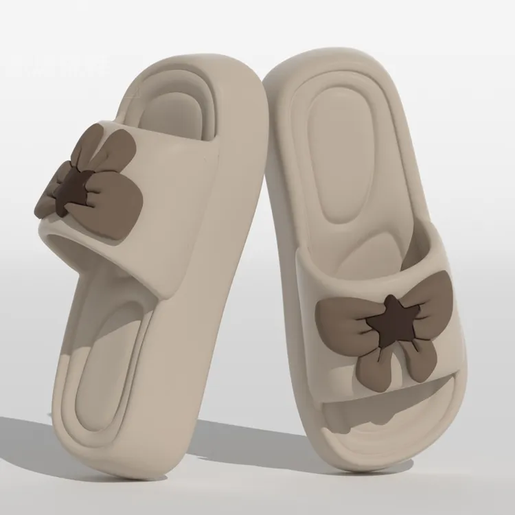 新款小清新蝴蝶结百搭凉拖鞋女夏季外穿厚底增高防滑室内家居拖鞋