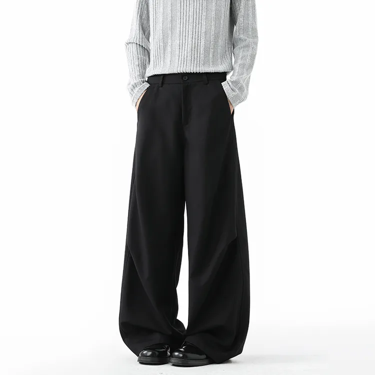 高级感慵懒阔腿西裤男士秋季新款解构潮牌弯刀裤垂感美式休闲长裤