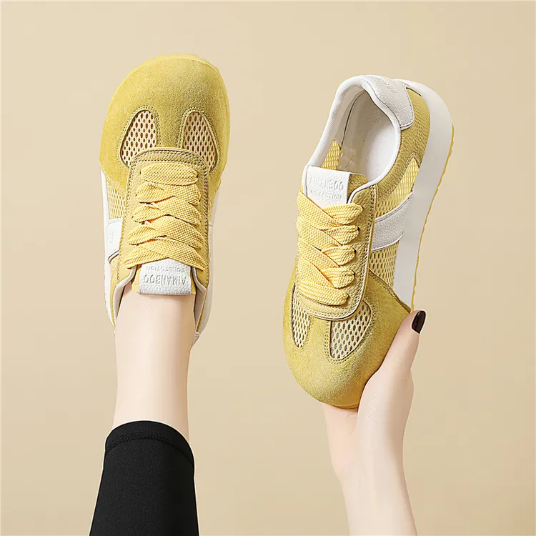 2025春夏季新款休闲时尚百搭厚底板鞋新款网鞋女士透气老爹运动鞋