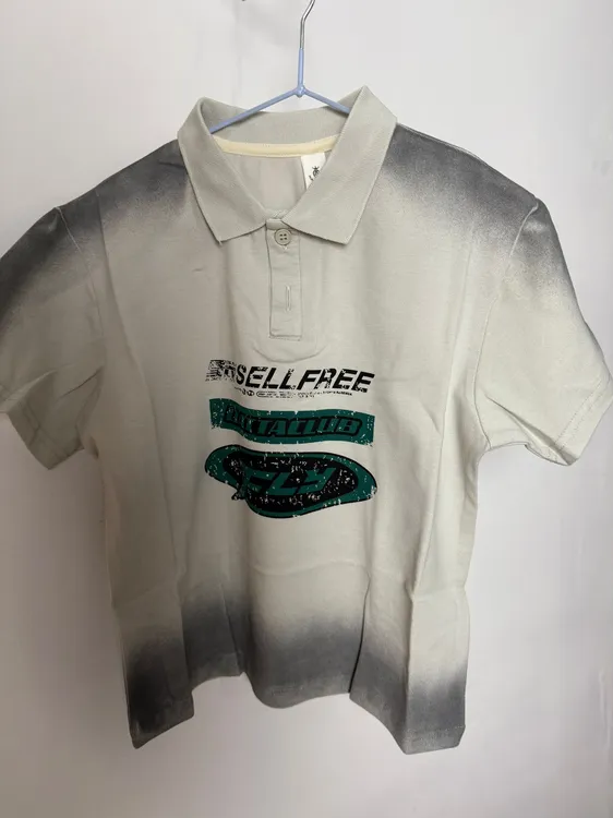 美式休闲夏季短袖连衣裙翻领大童女童儿童时尚针织半袖