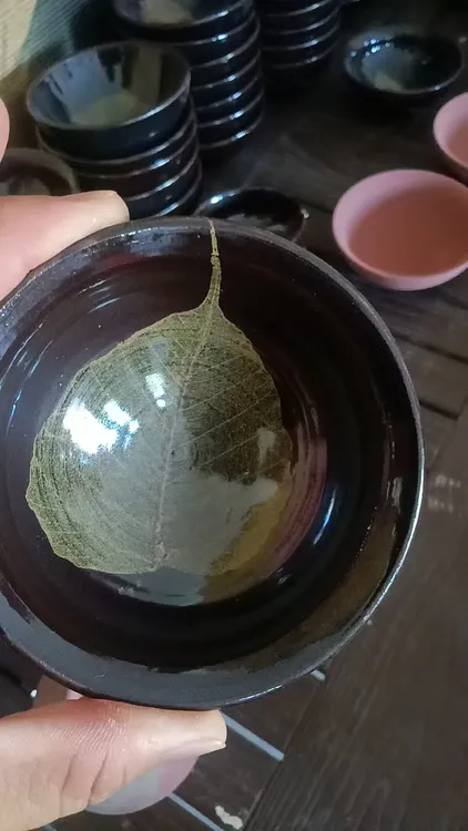 木叶天目盏吉州窑特色茶杯纯手工茶盏真实树叶烧制