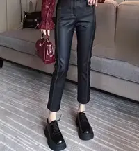 大码女装-25339纯色休闲裤直筒小脚裤松紧腰时尚显瘦百搭