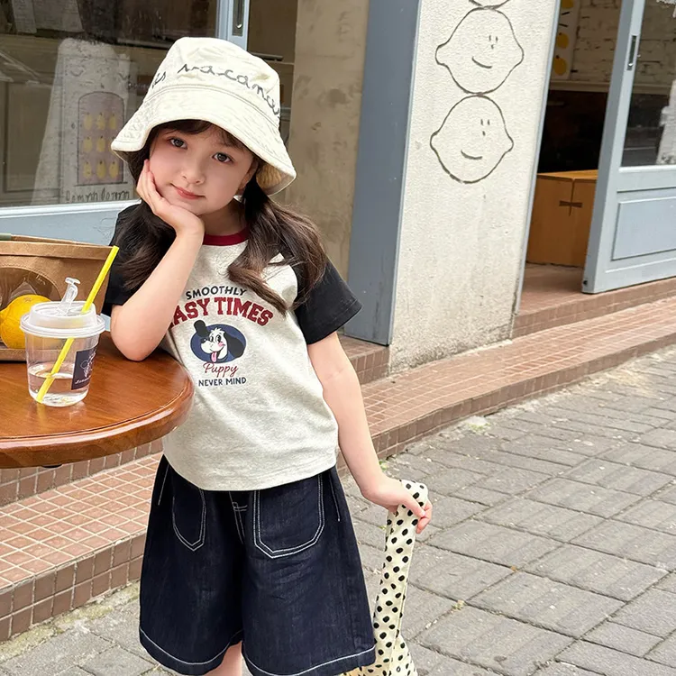 儿童童装女童夏季夏装印花韩版上衣洋气休闲百搭宽松小童T恤艾摩