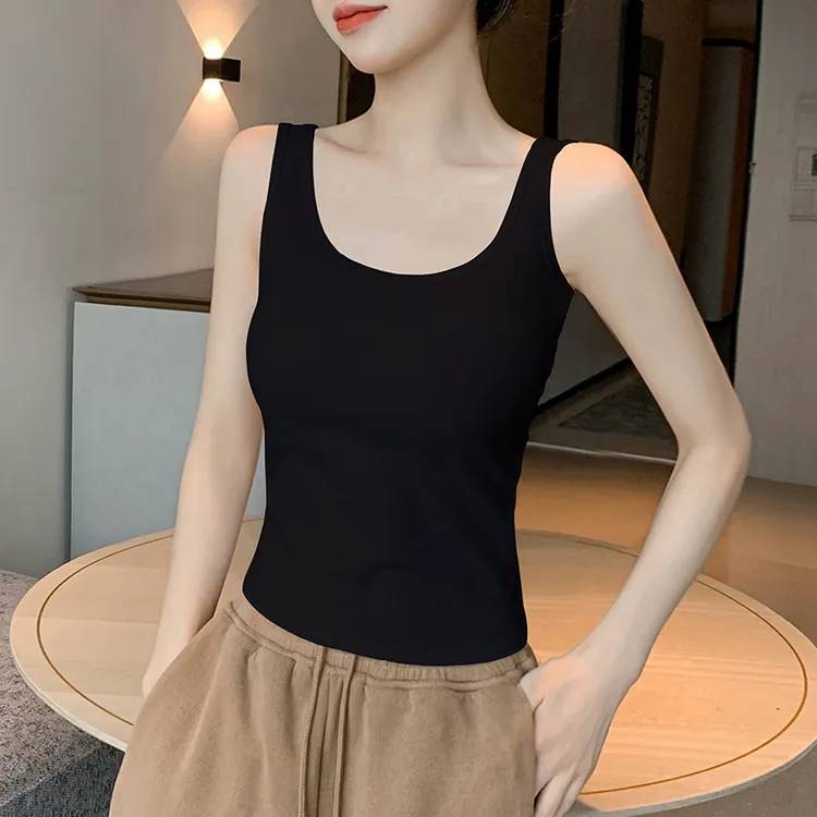 黑色吊带小背心女内搭打底外穿美背2025夏季新款小众U领修身上衣