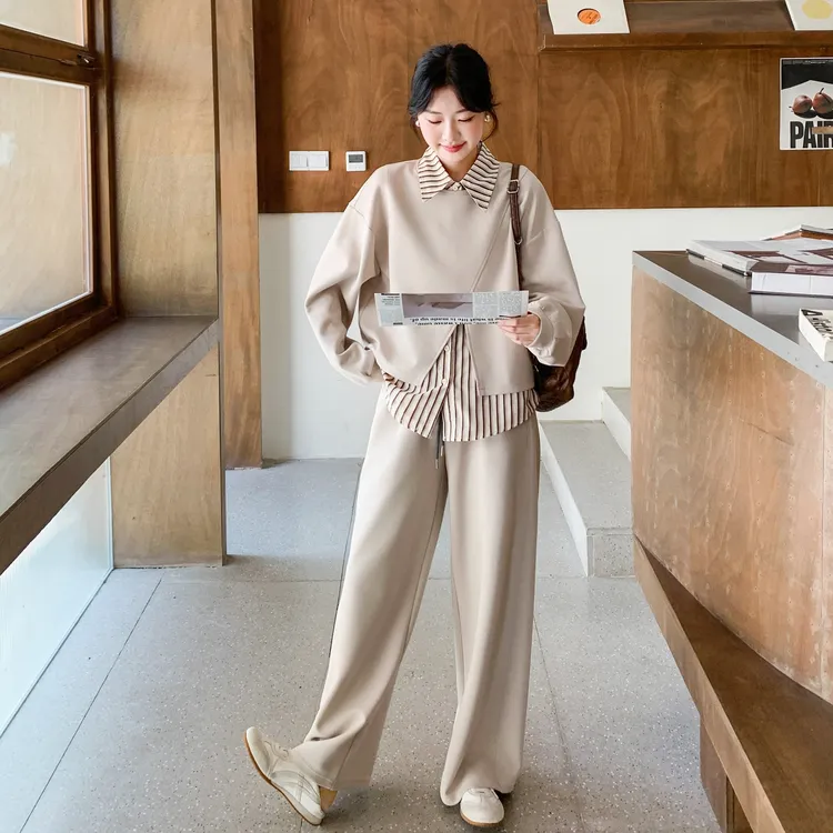 休闲时尚运动百搭显瘦洋气减龄网红女装套装新款三件套卫衣套装女