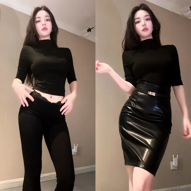 一只予【半高领五分袖上衣】纯色气质短袖T恤打底衫内搭御姐高弹