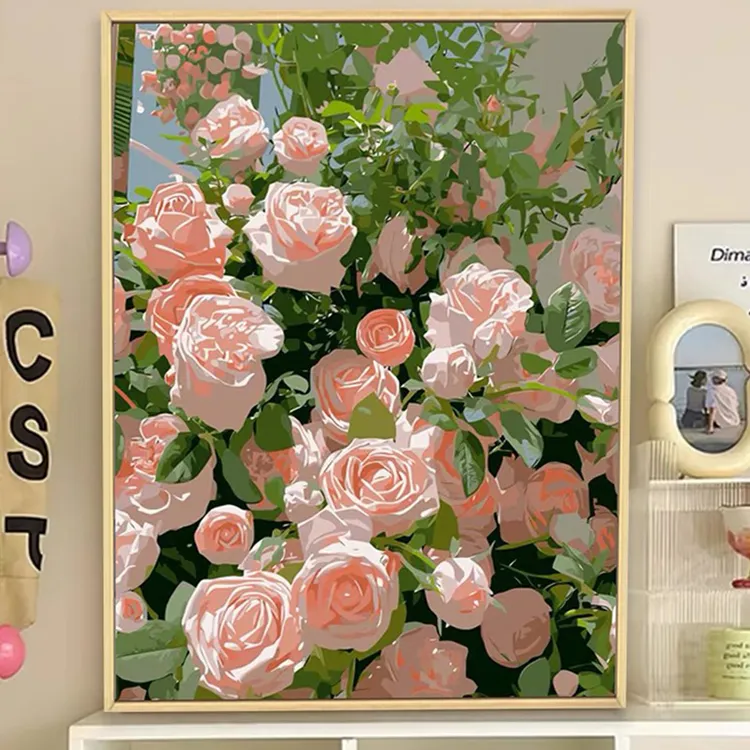 蔷薇花卉钻石画满钻2025新款高颜值风景客厅唯美手工diy点贴5d砖