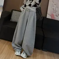 【LLU李】带腰带 秋季新款宽松显瘦休闲裤高腰直筒阔腿裤LLU-181291