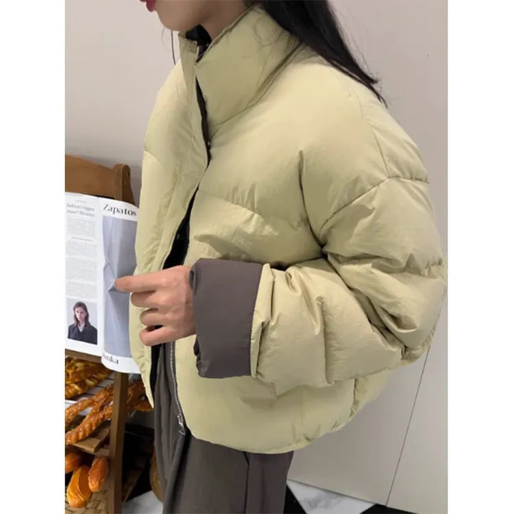 韩版立领短款面包服女2025新款简约时尚加厚棉服小个子休闲外套潮