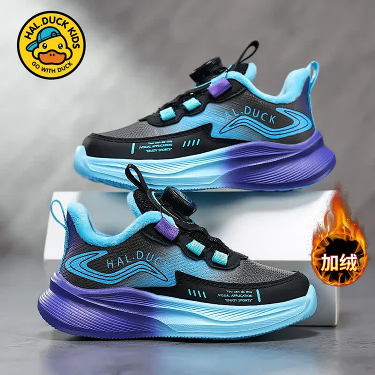 小黄鸭冬季男童运动鞋中大童加绒童鞋韩系2025潮款儿童鞋跑步鞋