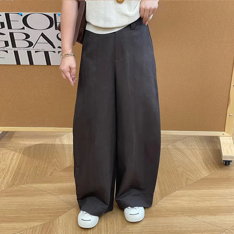 小个子时尚设计感纯色休闲裤女2025秋季新款显瘦高腰垂感阔腿裤潮