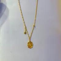 足金金珠桃花AB链灵蛇牌套链