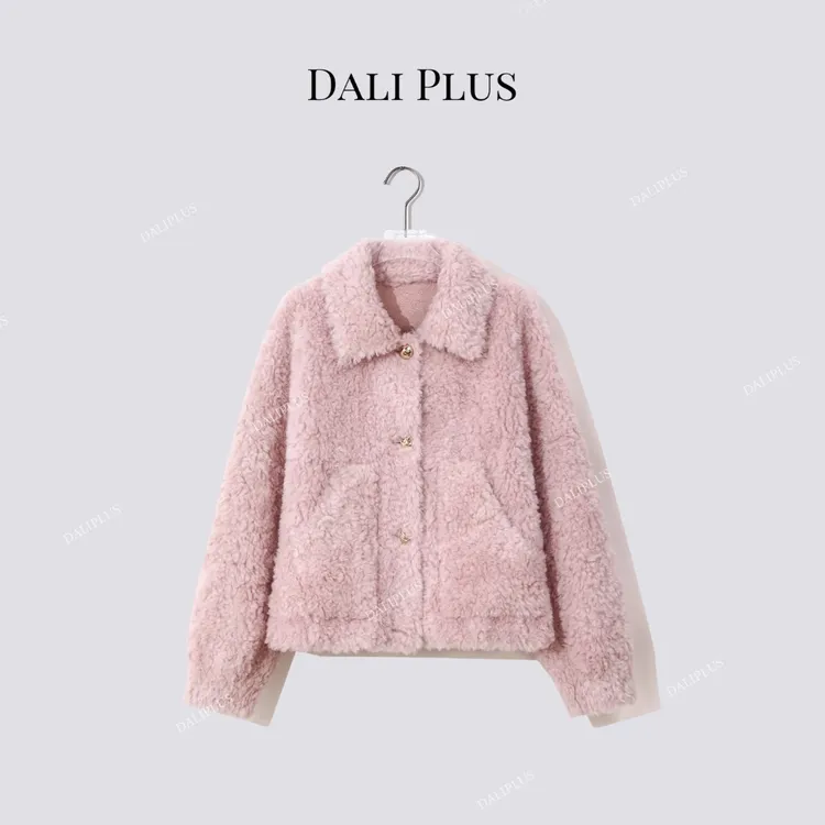 DALI PLUS“100羊毛颗粒毛外套”短款粗毛呢长袖外套-D5MM2714