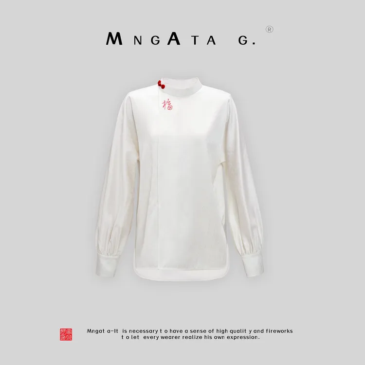 MNGATA G.宫小妍【上久楷·福到】29姆米小重缎95桑蚕丝衬衫4122588