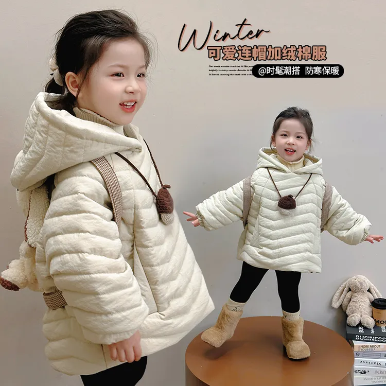 女童新款冬装2025加厚棉服连帽洋气冬季儿童宝宝外套棉衣棉袄上衣