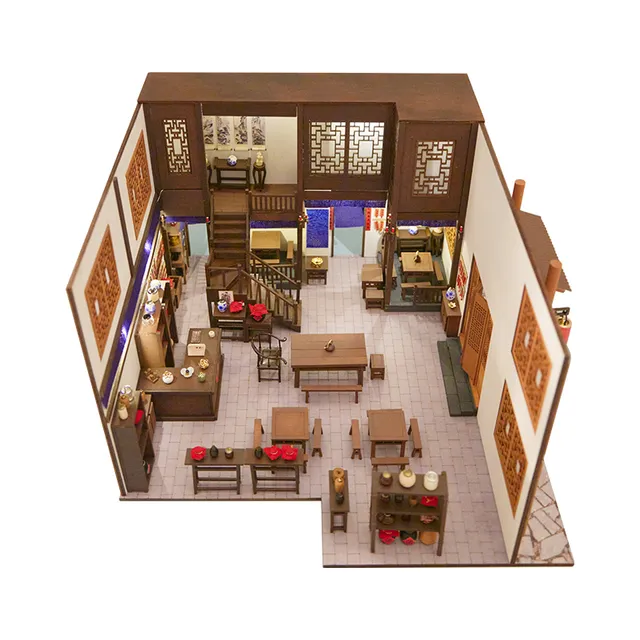 diy武林手工立体模型模型外传微缩同拼装3d客栈木质福周边小屋