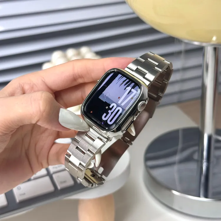 表带哥适用于iwatchs11三珠小蛮腰applewatchs10侧拔拆金属钢带9