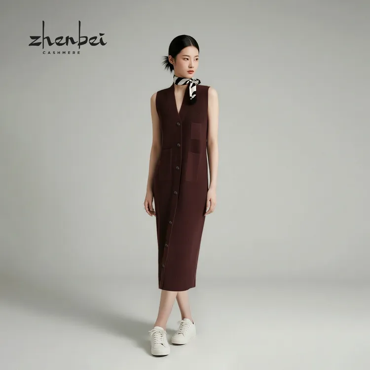 ZB/珍贝2025秋冬新品 V领开背女裙/56697