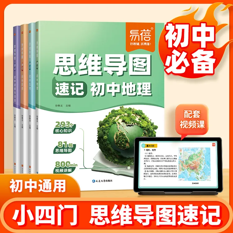 【易蓓】初中思维导图速记小四门地理生物历史道法口诀中考重点考点