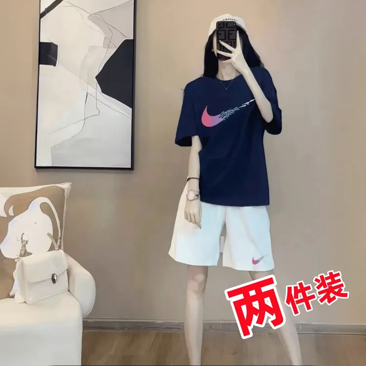 奥特莱斯正品旗舰店夏季休闲套装纯棉T恤短裤搭配短袖两件套男女