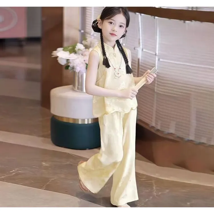 2025新款夏季女童古风气质优雅儿童汉服套装洋气复古中国风中式