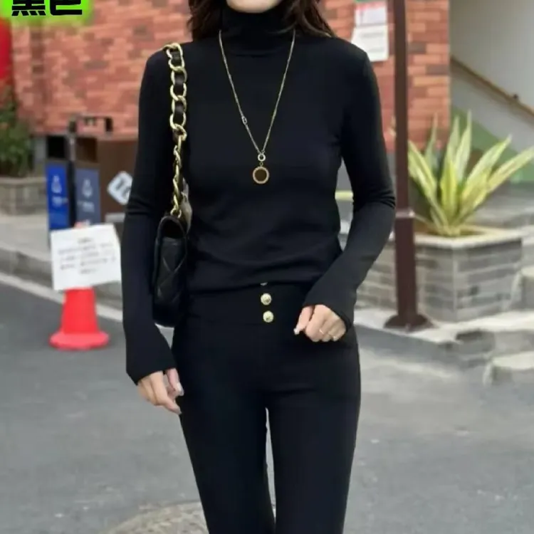 长袖防风半高领轻职风常规T恤内搭网红百搭加绒