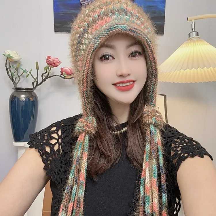 新款爆款冰岛毛加厚保暖【一体双层】流苏小葫芦帽子