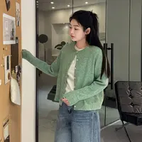 今婷秋季时法式尚温柔文艺风软糯单排扣毛衣开衫外套-M25302311  