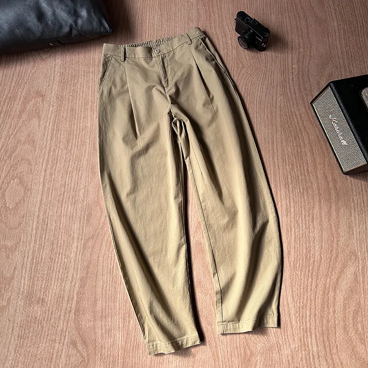 【PODIEN】极简风秋季男式弯刀微缩口休闲裤百搭宽松帅气通勤长裤