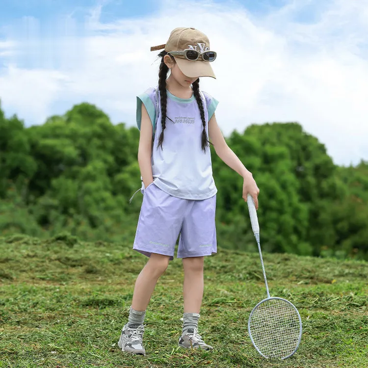 亲子女童速干运动背心套装夏装洋气中大童2025新款儿童夏季两件套
