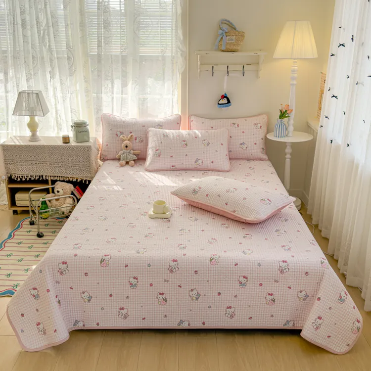 纯棉床盖四季通用双面全面榻榻米加厚夹棉绗缝单床盖