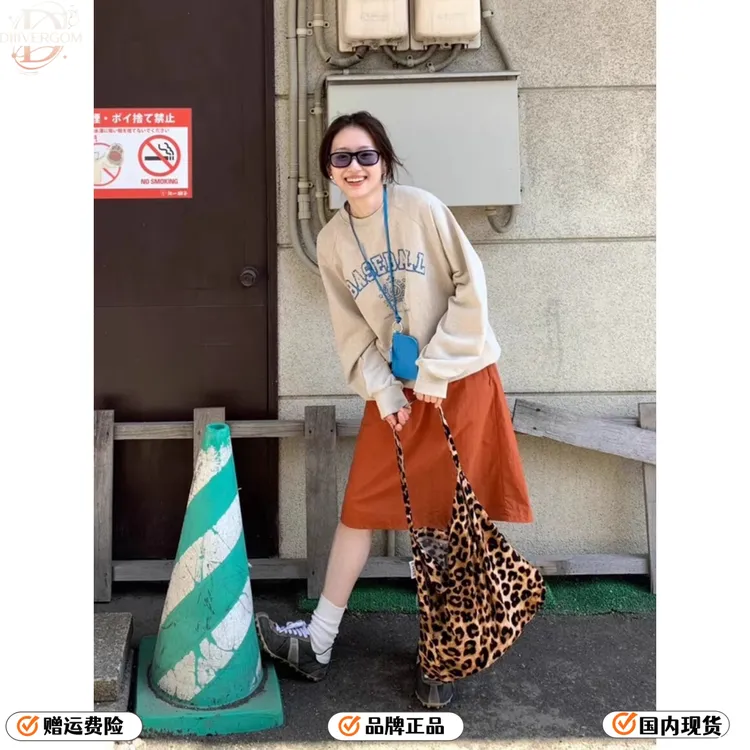 今年爆款日系慵懒风字母印花卫衣女早秋高级感宽松长袖圆领外套女