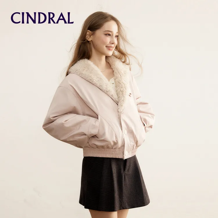 【熙地】秋冬休闲防风网红时尚炸街新款女装毛领短外套 C85DW0644P