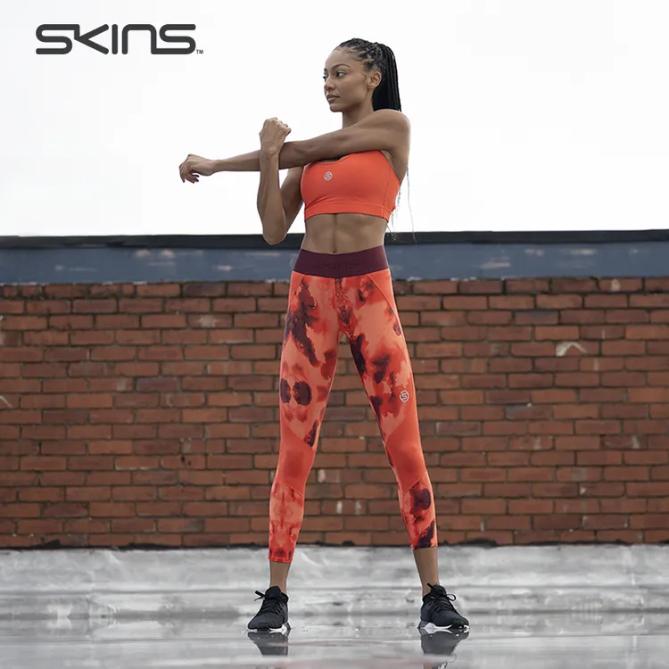 SKINS S3 7/8 Tights女9分裤 中度压缩裤 专业运动多彩印花健身裤