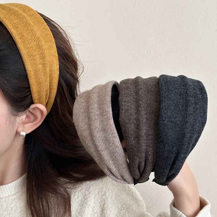 秋冬简约纯色针织宽边发箍女洗脸发卡碎发高颅顶头箍头饰发捆发饰