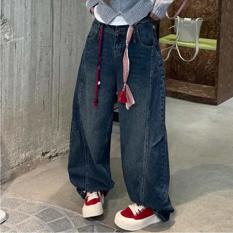 小众设计复古做旧水洗弯刀牛仔裤女2025秋季新款洋气网红炸街女裤
