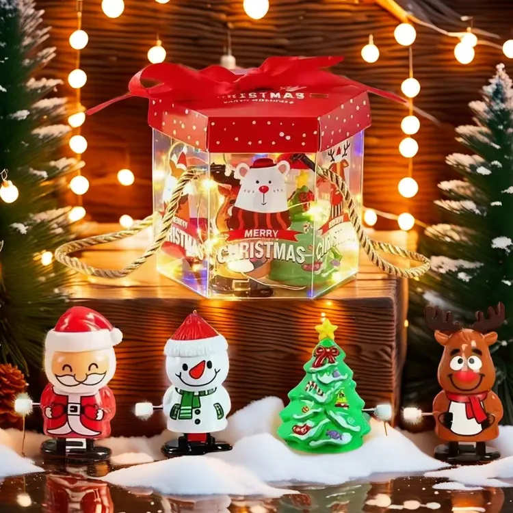发条圣诞老人玩具卡通麋鹿雪人玩具圣诞小人上链摇头公仔圣诞礼物