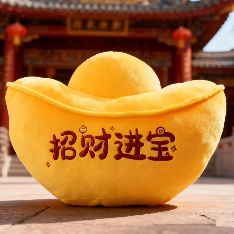 招财进宝风水金元宝毛绒玩具娃娃公仔喜庆玩偶儿童床上靠枕KKK
