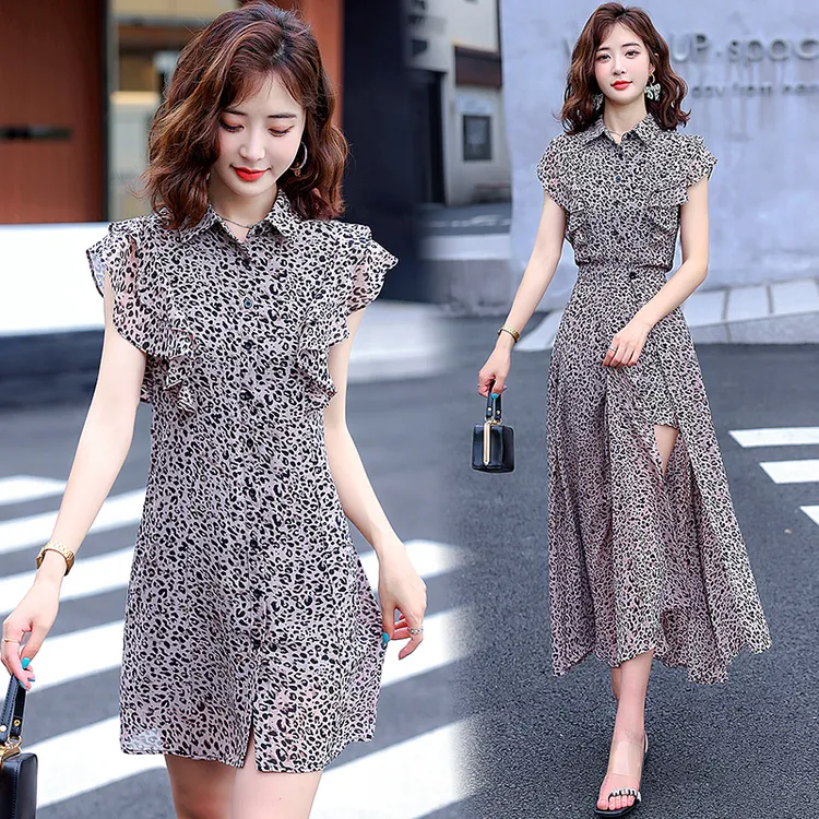 后妈裙新款2025夏季雪纺连衣裙女气质黑色减龄高级感套装别致独特