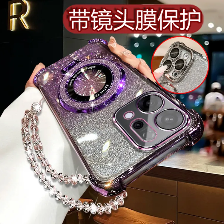 适用新款OPPOReno14手机壳女电镀奢华镜头全包防摔PLA110闪粉软壳