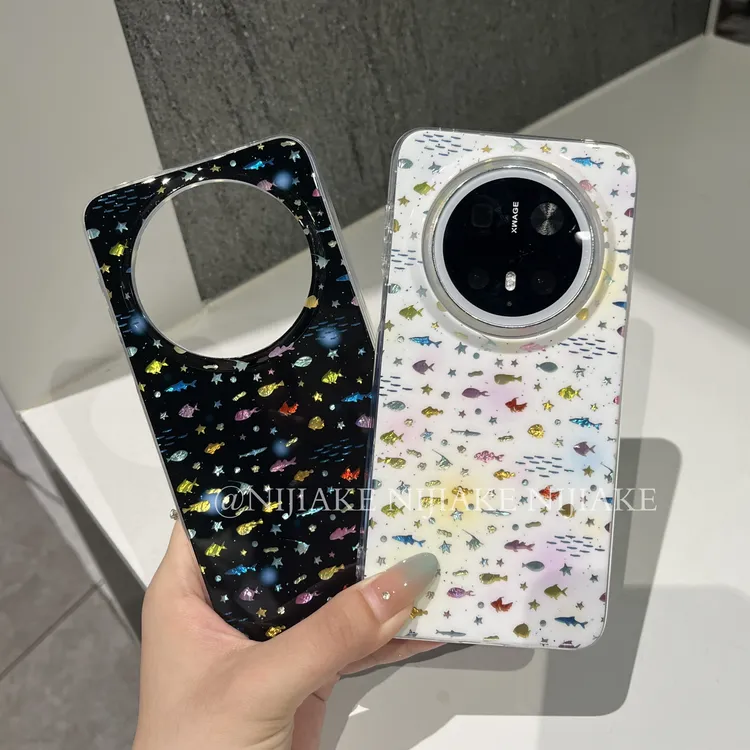 ins彩色鱼轻薄创意适用华为mate60手机壳mate70pro女p70小众p80