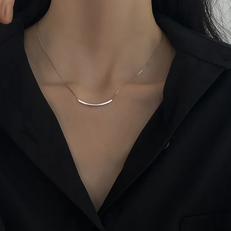 坠链均925银 925纯银简约项链女款笑脸2025新款爆款轻奢锁骨链