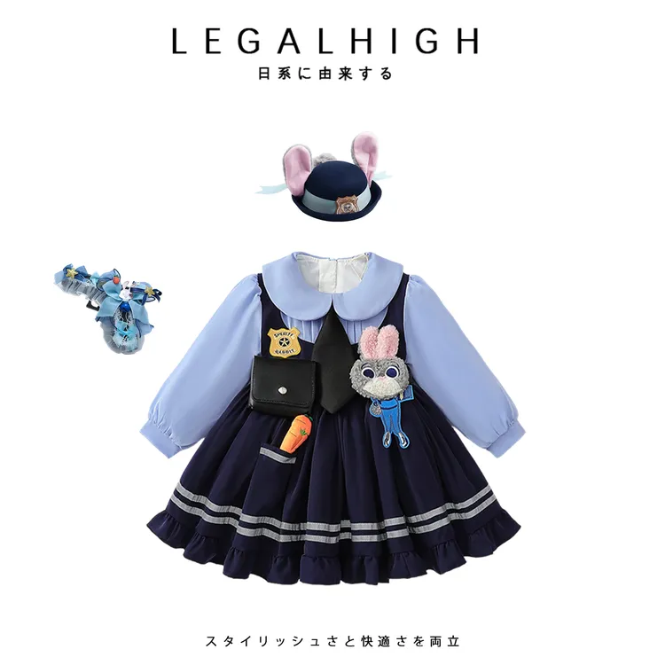 女童兔子警官衣服秋季公主裙2025新款女孩洛丽塔儿童秋冬装连衣裙