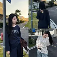 今婷【纸片人】秋季设计感撞色字母交叉露背显瘦长袖T恤-M25219333