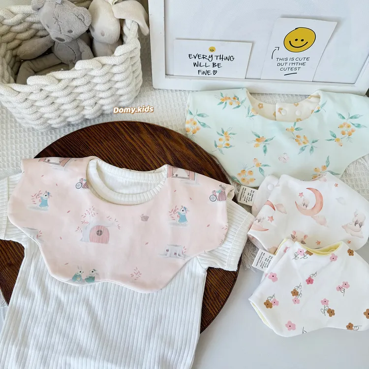 ins韩版女宝宝加大口水巾双面防水纯棉A类男婴儿新生儿防吐奶围嘴